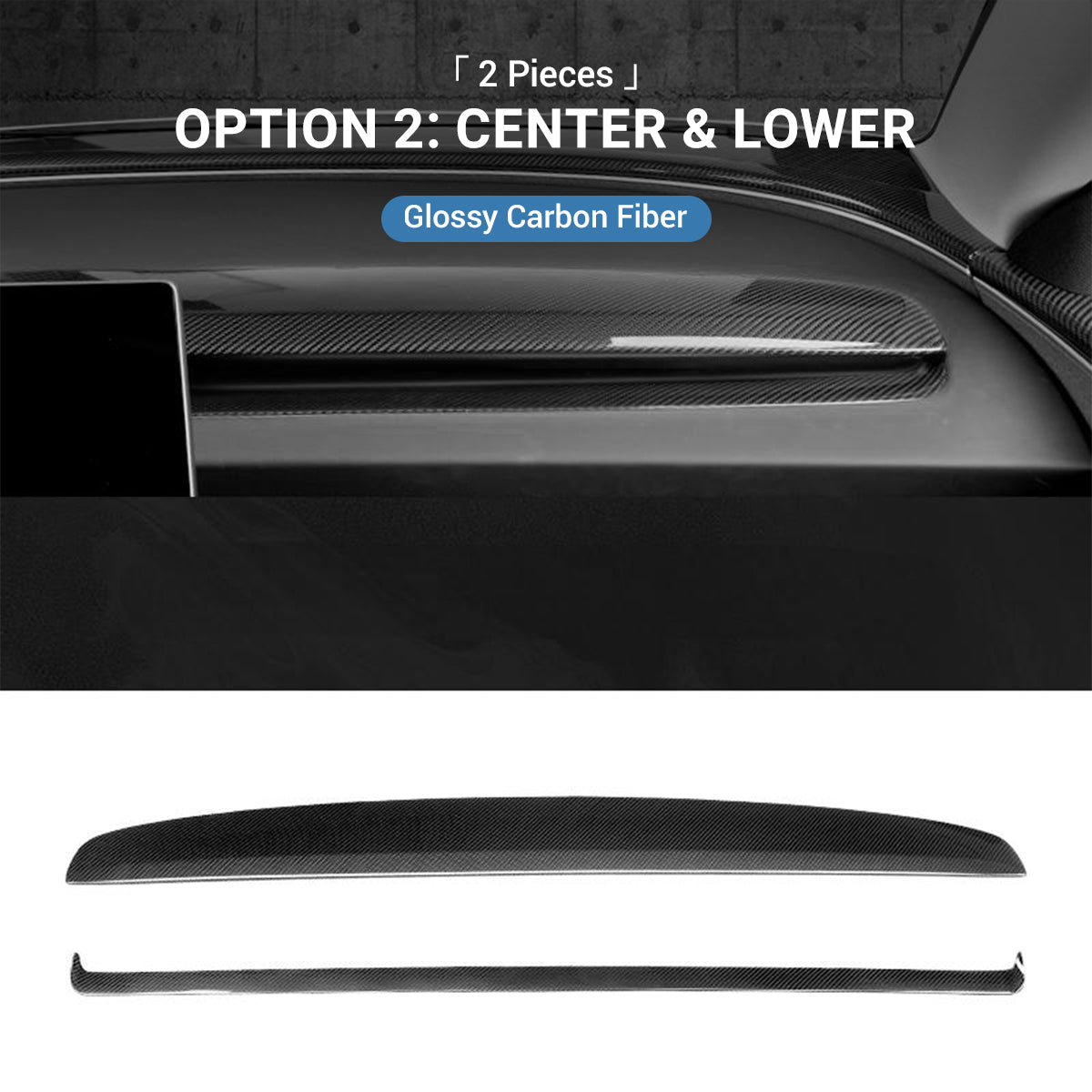 Miroken Real Dry Carbon Fiber Dashboard Cover Overlay for Model 3 Highland / Model Y Juniper