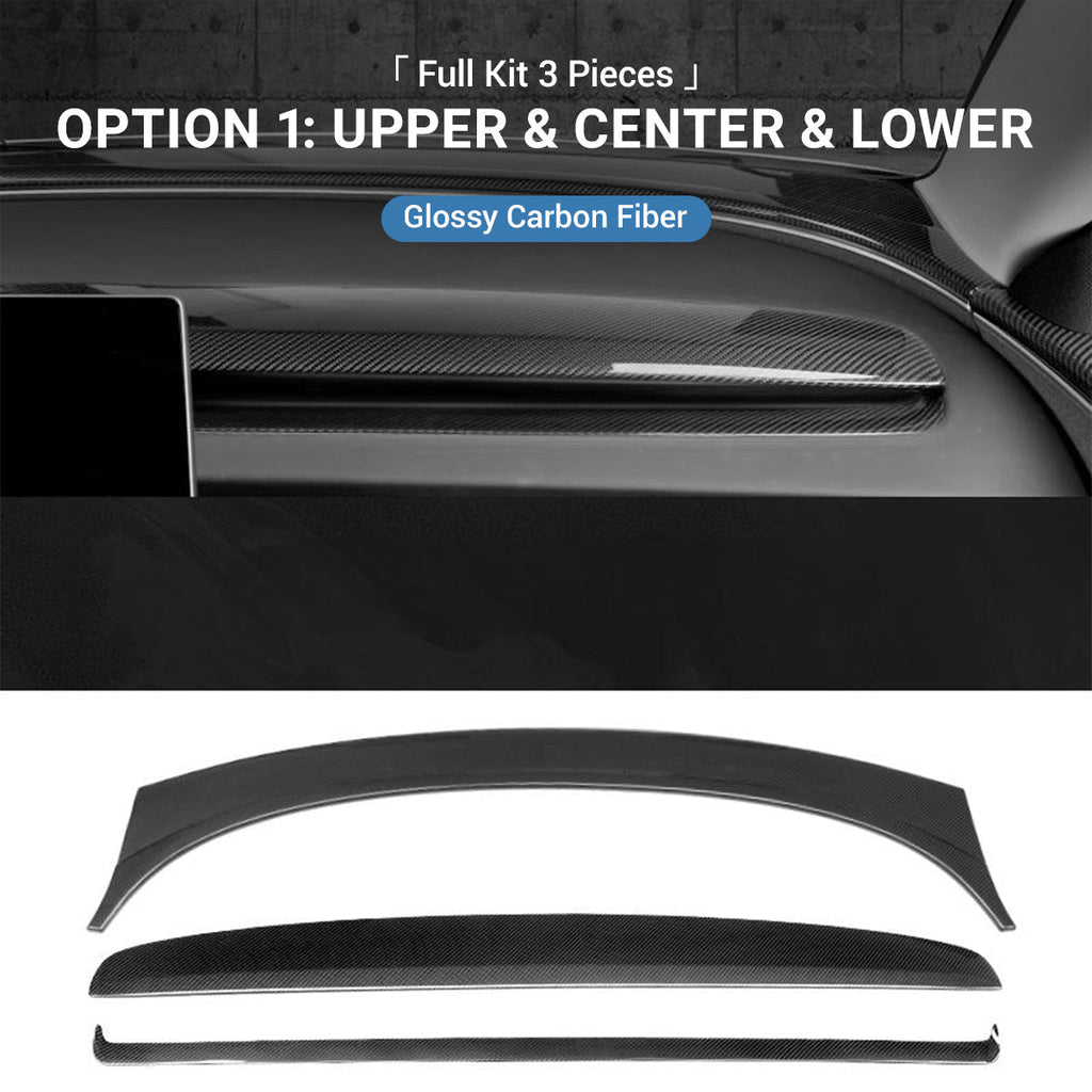 Miroken Real Dry Carbon Fiber Dashboard Cover Overlay for Model 3 Highland / Model Y Juniper