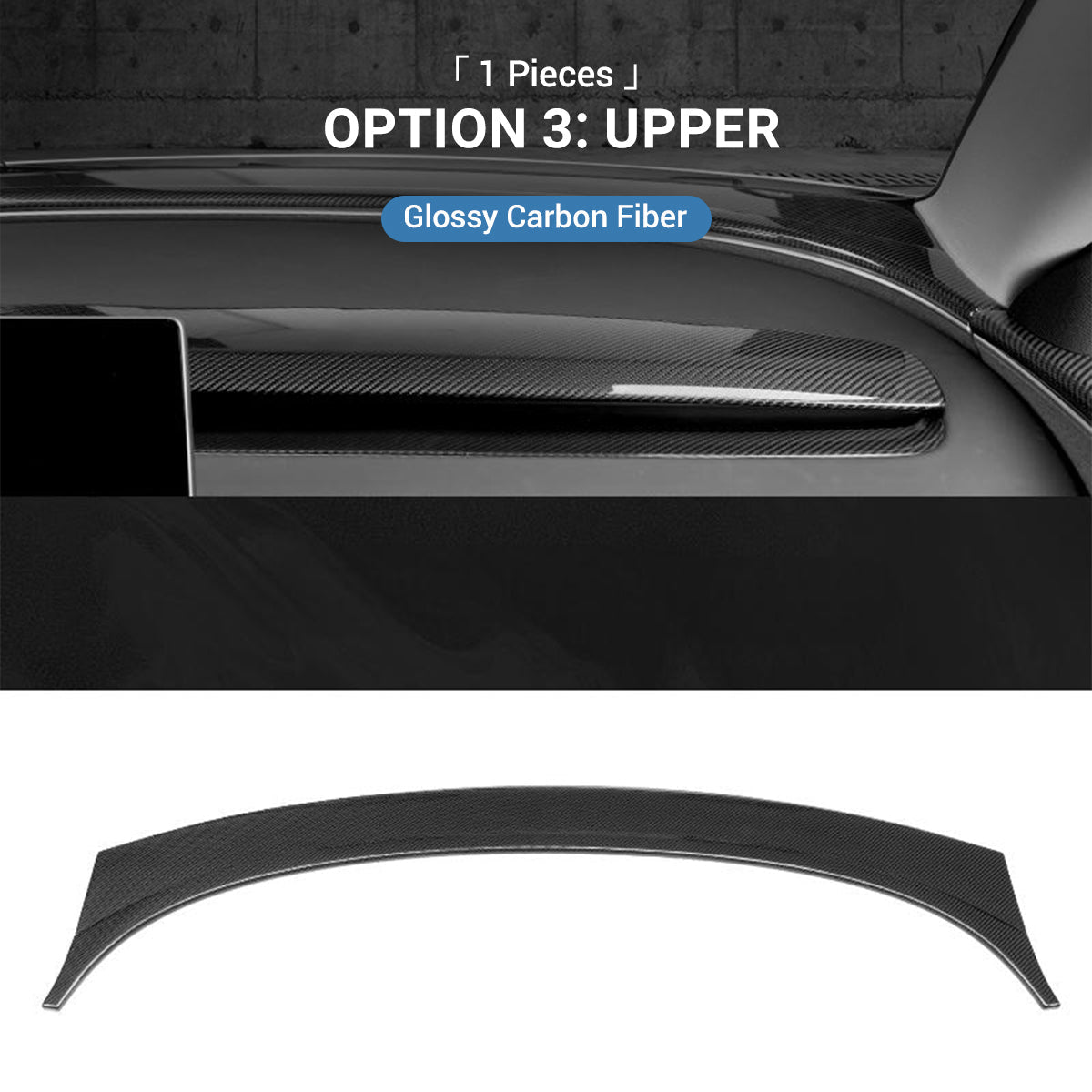 Miroken Real Dry Carbon Fiber Dashboard Cover Overlay for Model 3 Highland / Model Y Juniper