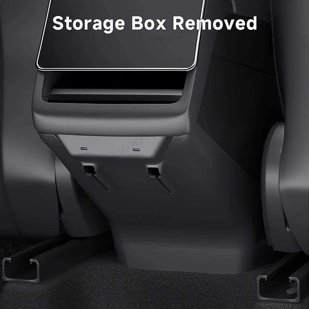 Rear Center Console Kick Guard & Storage Box for Tesla Model Y Juniper 2025+ / Model 3 Highland 2024+