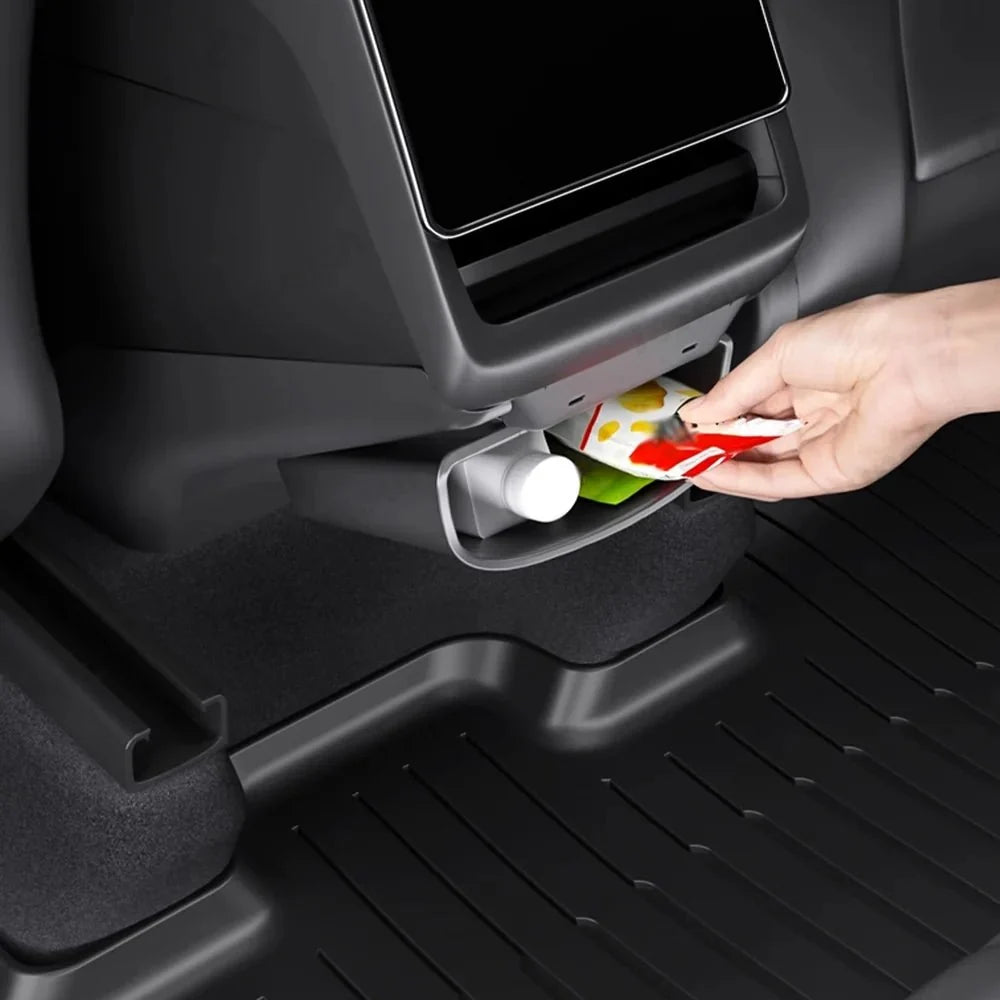 Rear Center Console Kick Guard & Storage Box for Tesla Model Y Juniper 2025+ / Model 3 Highland 2024+