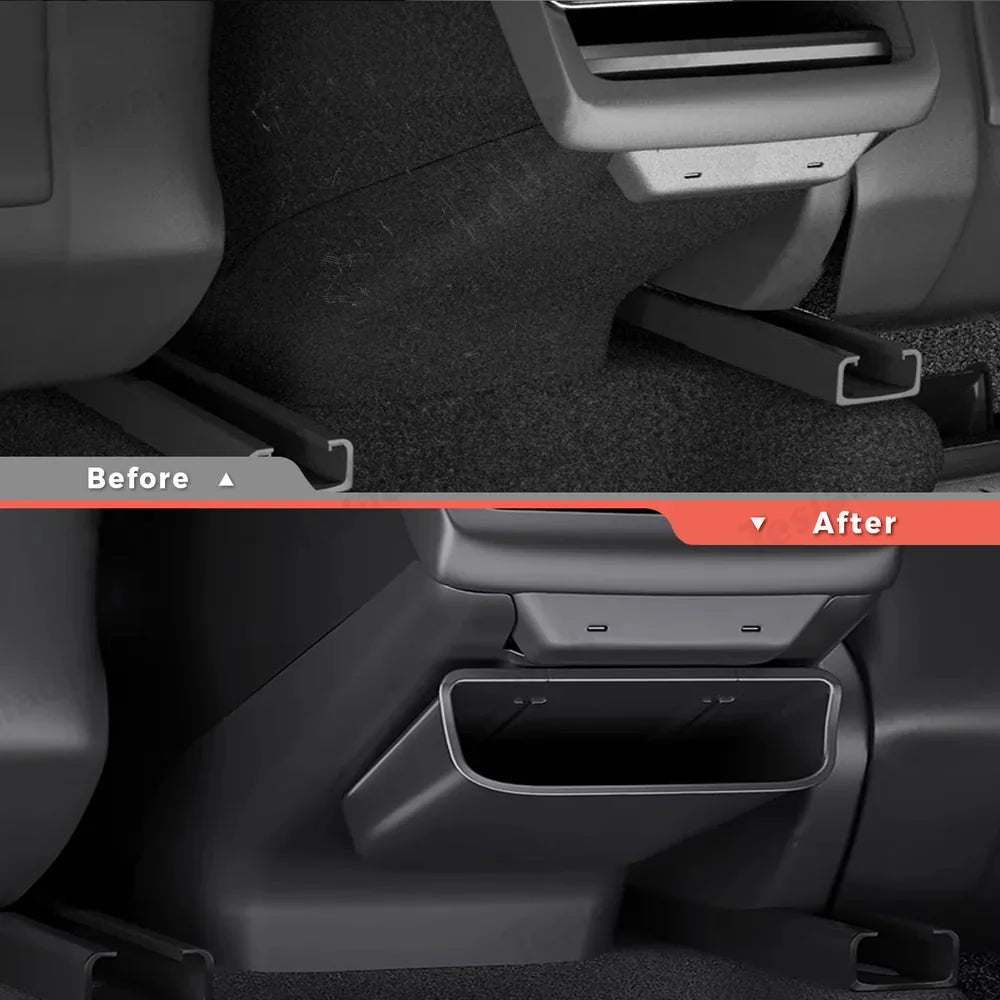 Rear Center Console Kick Guard & Storage Box for Tesla Model Y Juniper 2025+ / Model 3 Highland 2024+