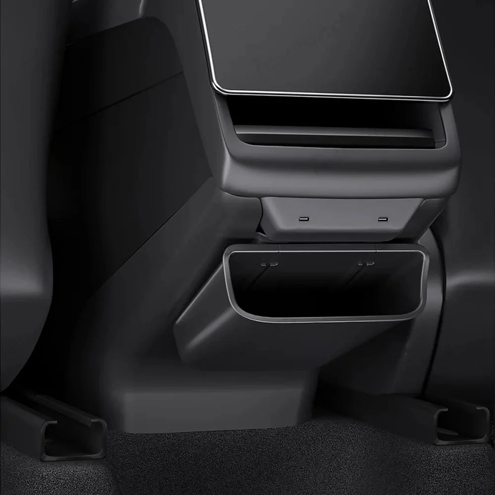 Rear Center Console Kick Guard & Storage Box for Tesla Model Y Juniper 2025+ / Model 3 Highland 2024+