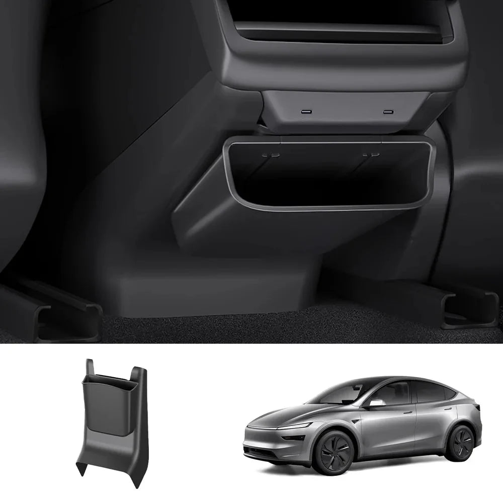 Rear Center Console Kick Guard & Storage Box for Tesla Model Y Juniper 2025+ / Model 3 Highland 2024+