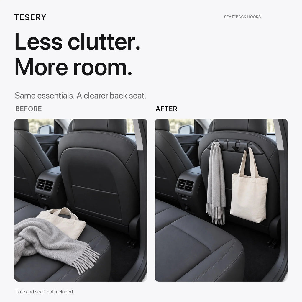Rear Seat Back Hooks & Organizer for Tesla Model 3/Y | Miroken