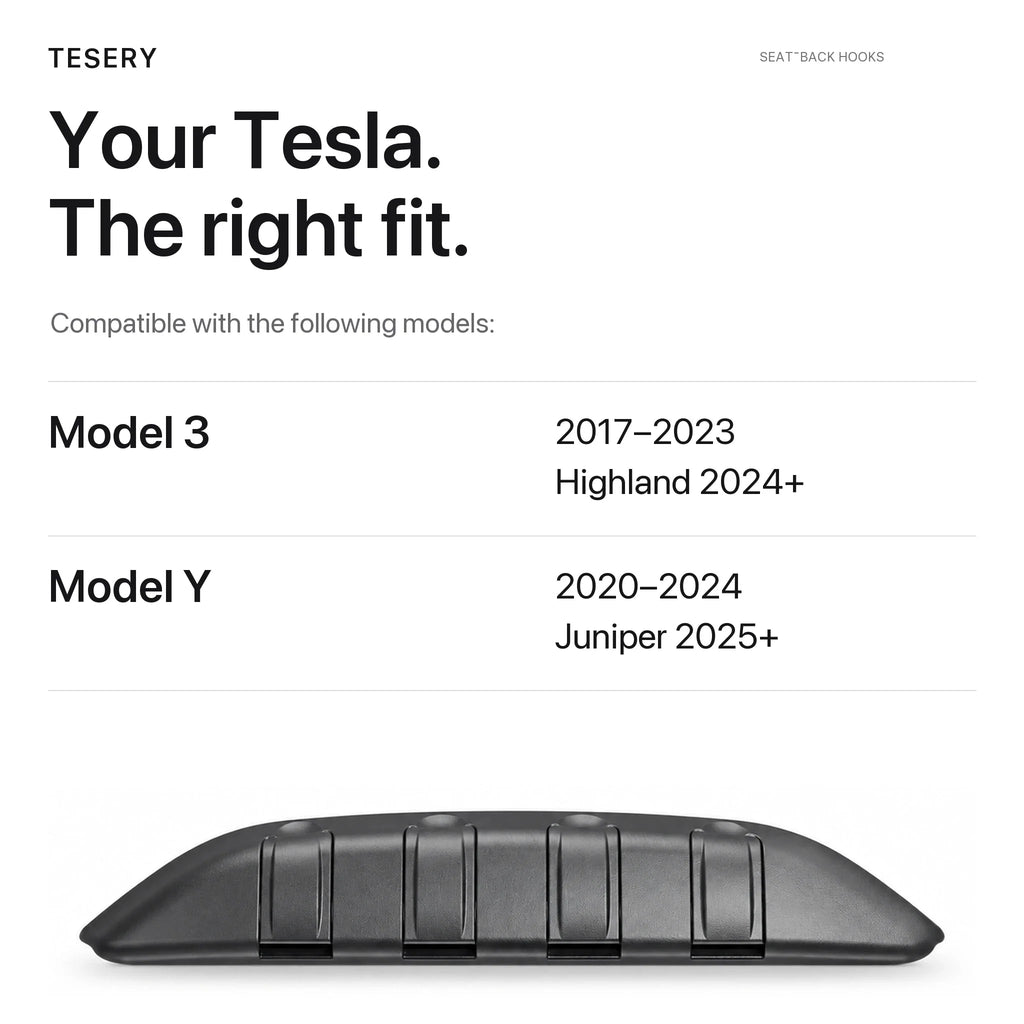 Rear Seat Back Hooks & Organizer for Tesla Model 3/Y | Miroken