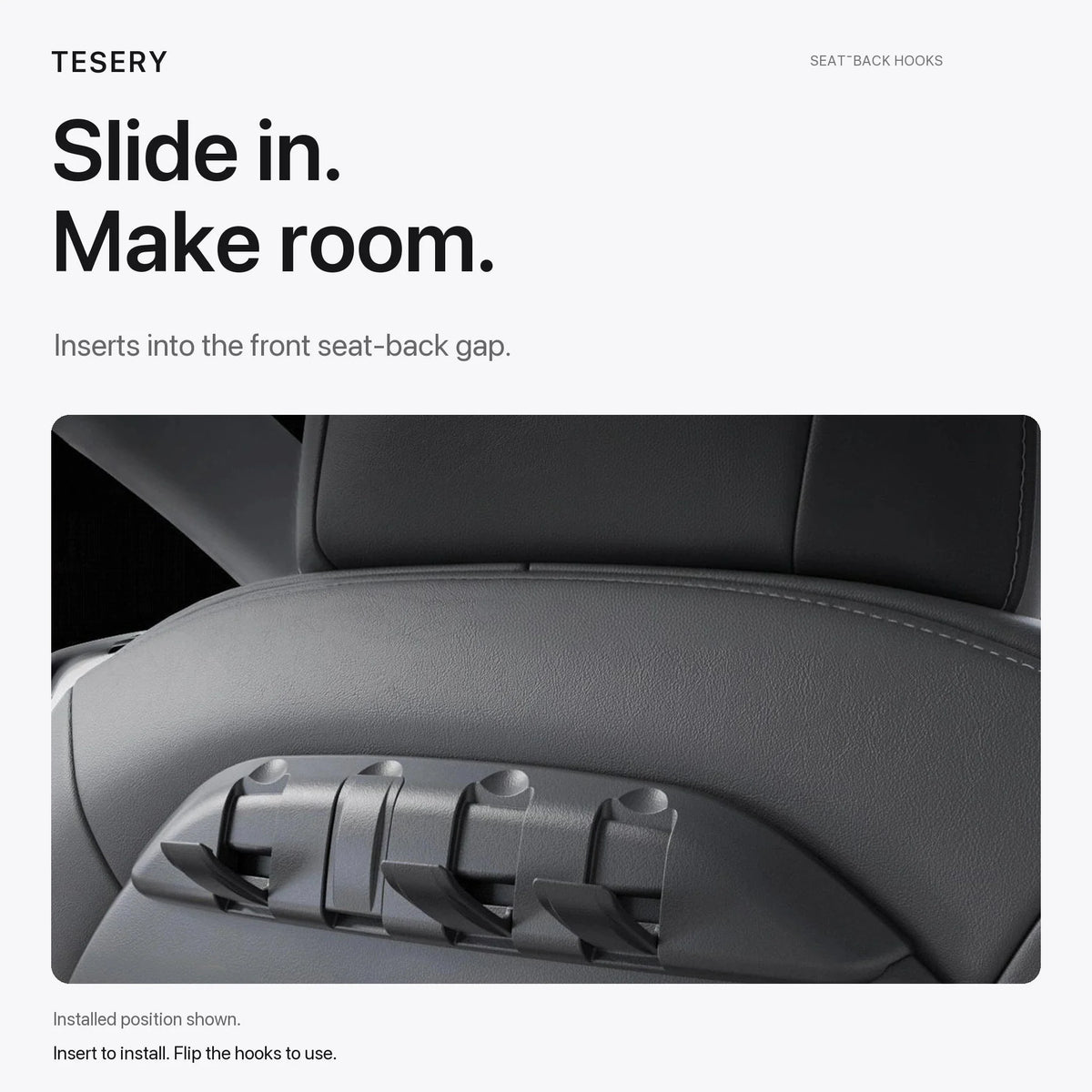 Rear Seat Back Hooks & Organizer for Tesla Model 3/Y | Miroken