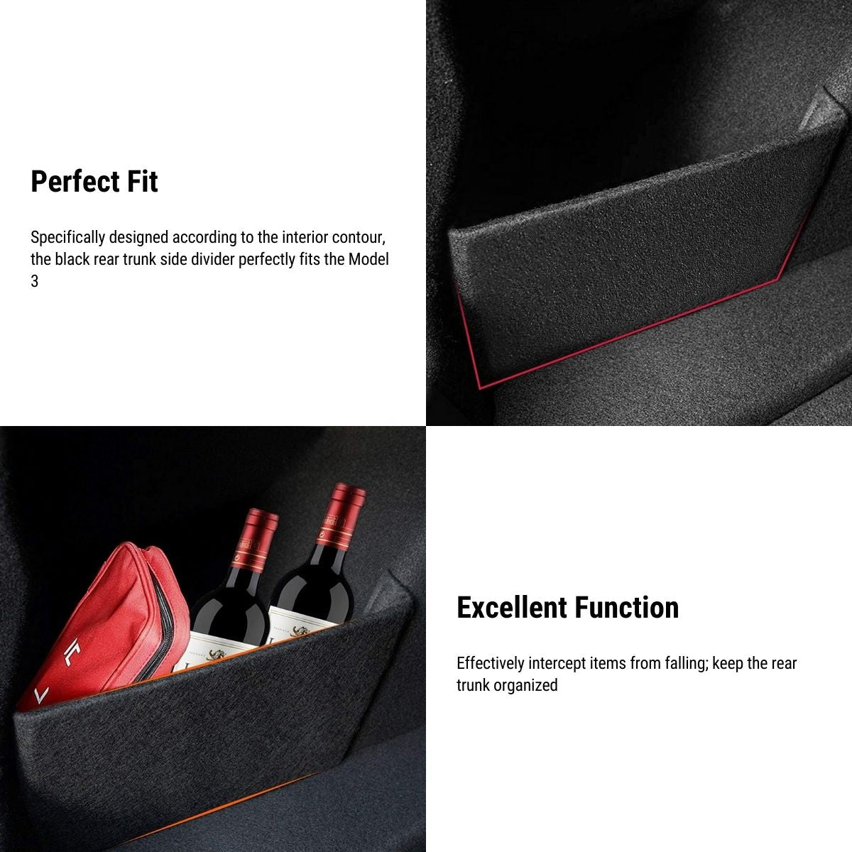 Rear Trunk Organizer Side Divider for Tesla Model 3 & Model Y