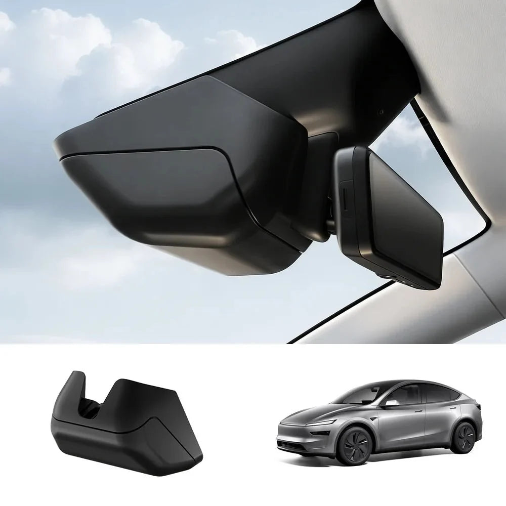 Rearview Mirror Hidden Sunglasses Holder & Storage Box for Tesla Model Y Juniper 2025+