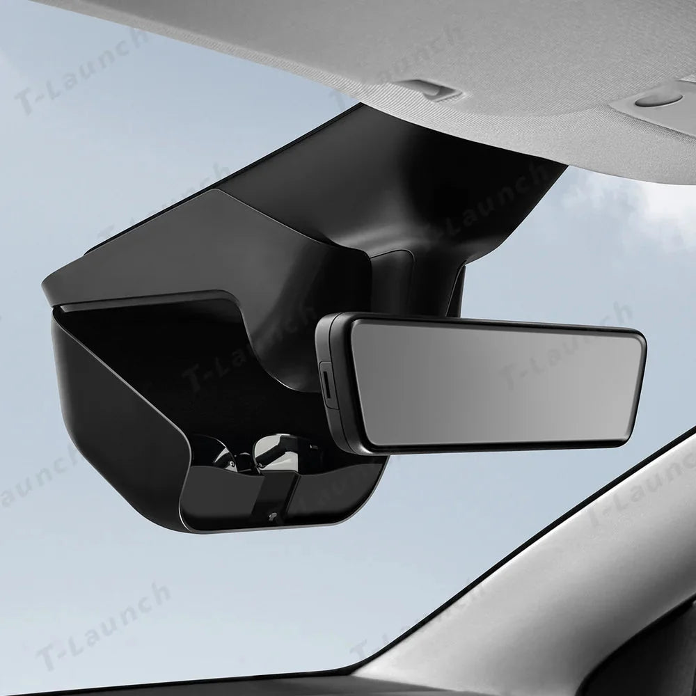 Rearview Mirror Hidden Sunglasses Holder & Storage Box for Tesla Model Y Juniper 2025+