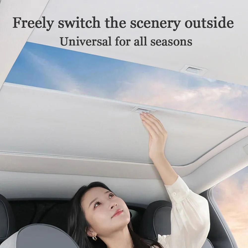 Retractable Roof Sunshade for Tesla Model 3/Y - Roll Fabric Style