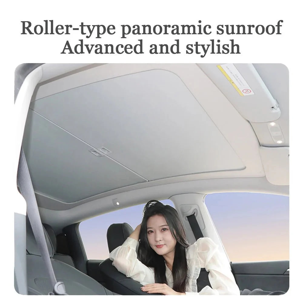 Retractable Roof Sunshade for Tesla Model 3/Y - Roll Fabric Style