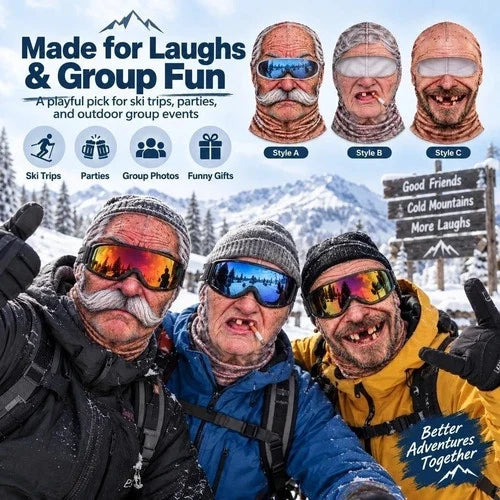 ❤️Old Man Ski Winter Face Mask 3D Funny Realistic Face Balaclava Party Gear