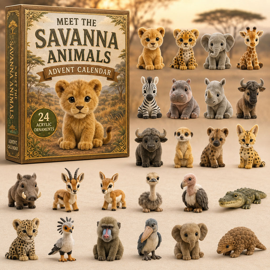 Savanna Animals Advent Calendar 2026 - 24 Acrylic Savanna Animal Hangers