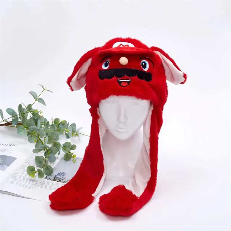 BunnyBounce Plush Hat with Moving Ears for Kids & Adults