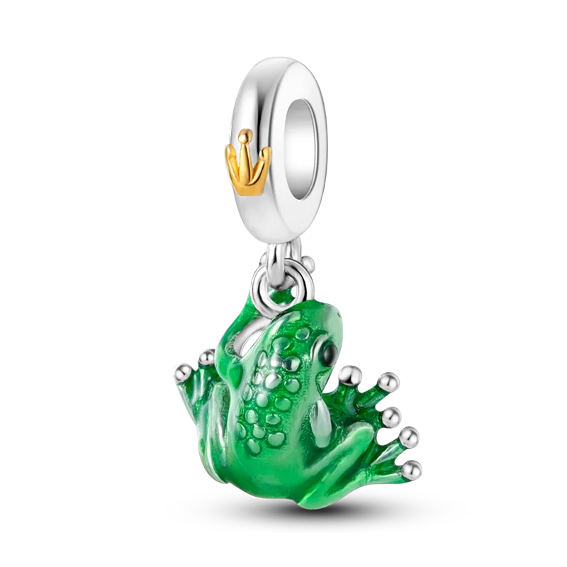 925 Silver Golden Leopard Charms Beads Colorful Chameleon Rhinoceros Lion Scarab Cat Pendant Compatible with Original Pandora Bracelet Jewelry