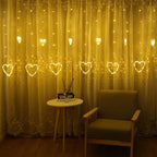 Heart-Shaped LED Curtain Lights – 3.5M Fairy Garland for Valentine’s Day, Weddings, Christmas, and Bedroom Party Decor (220V/110V)