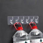 6 Hooks Multifunctional Self-Adhesive Hooks No Drilling Wall Transparent Hook