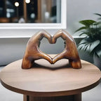 Handcrafted heart sculpture with modern wood grain