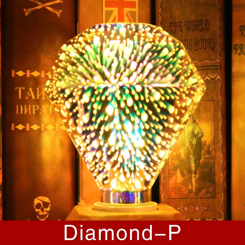 3D LED Bulb | Vintage Firework Effect Lamp with E27 Socket | 6W 85–265V | Decor, Party & Christmas Lighting | Auravia
