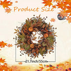 Autumn wreath with pumpkins | Door wreath for Halloween and Christmas