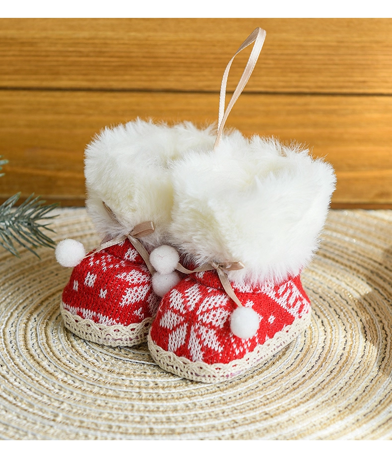 Red Cloth Christmas Small Boots Ornament