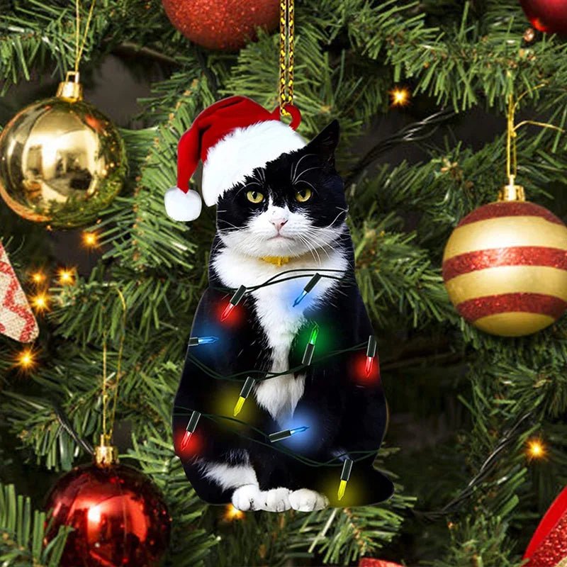 Acrylic Black Cat Christmas Ornaments Set – Adorable Tree Pendants for Weddings, Parties, and Festive Home Décor