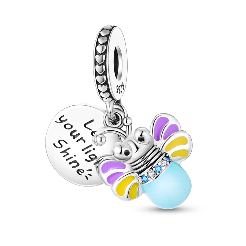 925 Silver Golden Leopard Charms Beads Colorful Chameleon Rhinoceros Lion Scarab Cat Pendant Compatible with Original Pandora Bracelet Jewelry