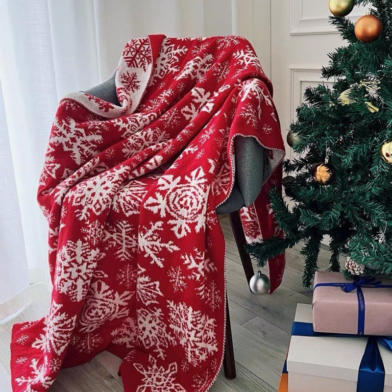 Christmas Nordic Knitted Snowflake Blanket