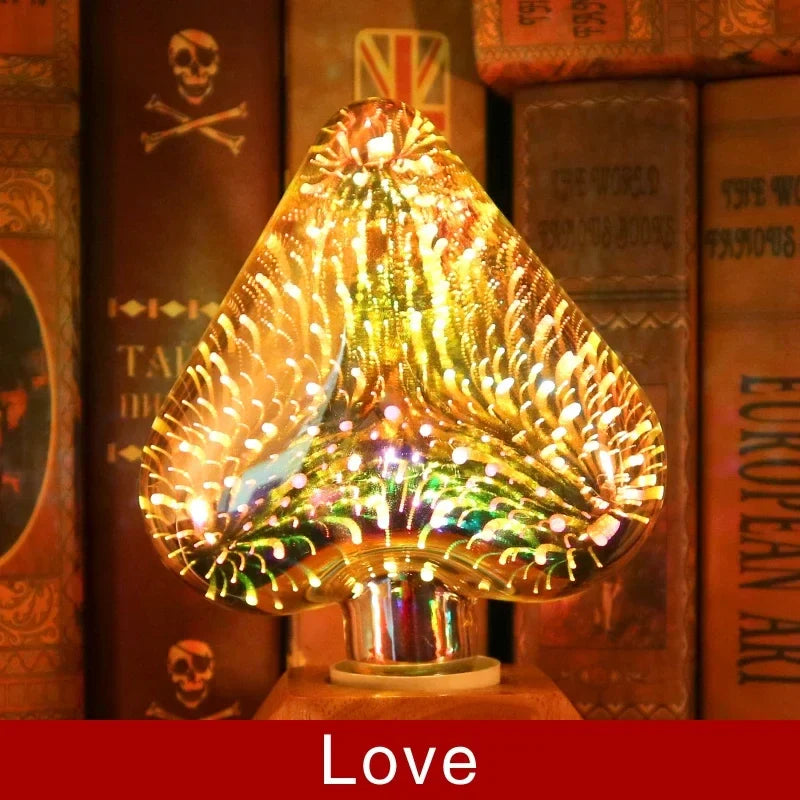 3D LED Bulb | Vintage Firework Effect Lamp with E27 Socket | 6W 85–265V | Decor, Party & Christmas Lighting | Auravia