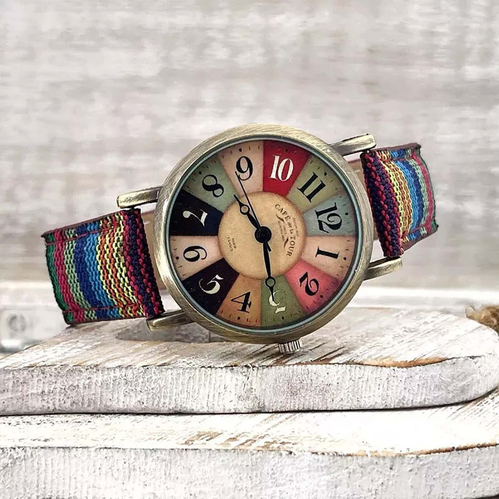 Wise Retro Watch with Denim Canvas Strap – Unisex Vintage Style Wristwatch