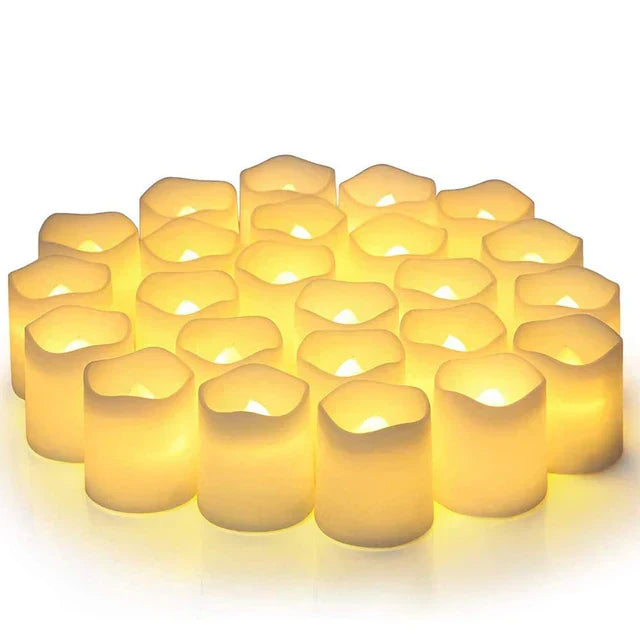 24 Piece Set LED Candles without Flame – Battery Operated, Realistic Flame Appearance, Safe and Decorative for Cozy Evenings