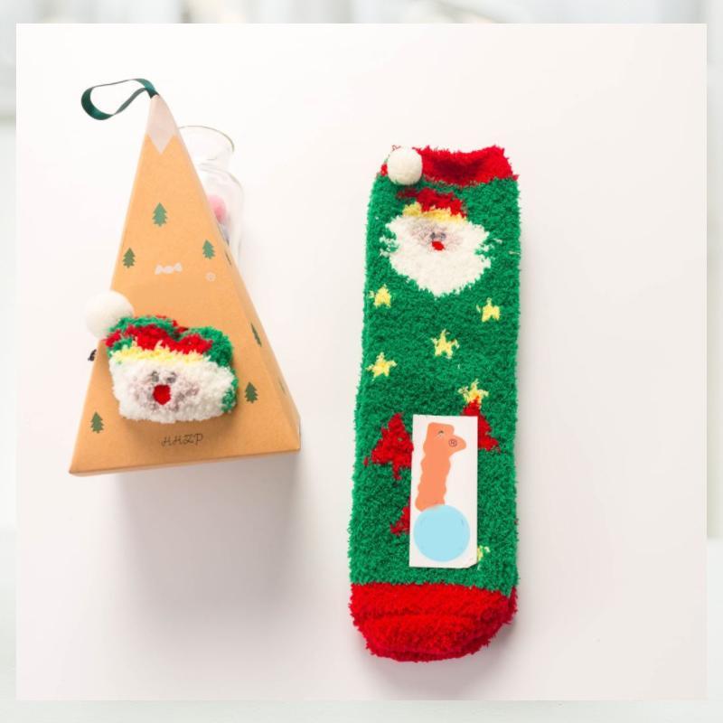4 Pairs Christmas-themed Coral Fleece Soft Warm Socks