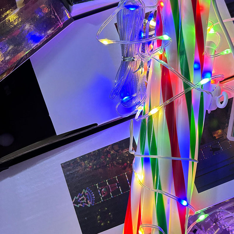 Modern Art Deco PVC Cotton Ladder Shape Santa Claus Christmas Decoration LED String Light For Outdoor