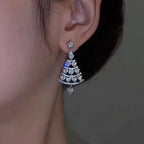 Aurélia Kerstboom Oorbellen – Goud & Zilver met Rhinestones, Feestelijke Luxe voor Dames
