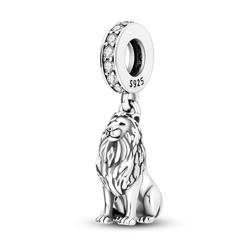 925 Silver Golden Leopard Charms Beads Colorful Chameleon Rhinoceros Lion Scarab Cat Pendant Compatible with Original Pandora Bracelet Jewelry
