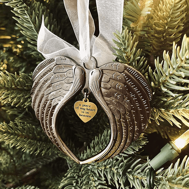 Christmas Tree Memorial Ornaments Angel Wings Bell Pendant Hanging Decoration