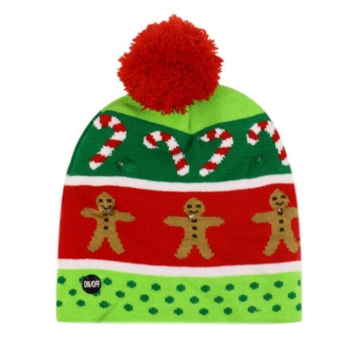 🎅LED Christmas Knitted Hats Light up Xmas Beanie