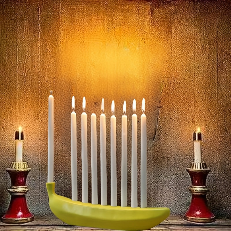 Innovative Ceramic Banana Decorative Candlestick - Fun Candlestick for Hanukkah, Unique Banana Theme Candlestick for Enthusiasts, Parties, Home Lighting, Also Suitable for Christmas, Valentine's Day, Easter, Thanksgiving, Hanukkah Festival Gifts