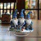 GlasNordic Christmas Gnome Decoration | Acrylic Table Figure 18 cm | 3 Gnomes in Blue | Festive Decoration for Living Room, Kitchen & Office