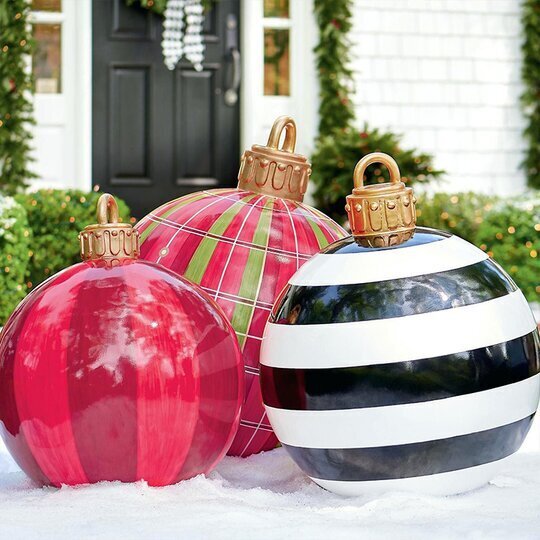 Inflatable Christmas decorative balls | PVC outdoor balls | Weatherproof & reusable | Various designs