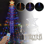 Led Five-Pointed Star Waterfall Mountable Christmas Tree Light for Yard Outdoor Deco
