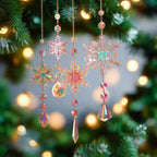 Snow Flake Crystal Sun Catcher - Set of 4 – Add Colorful Enchantment to Your Christmas Decor