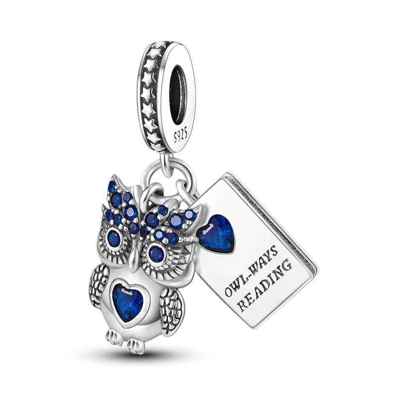 925 Silver Golden Leopard Charms Beads Colorful Chameleon Rhinoceros Lion Scarab Cat Pendant Compatible with Original Pandora Bracelet Jewelry