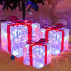 Set of 3 LED Christmas Gift Boxes for Indoor and Outdoor Use