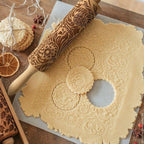 Embossed Wooden Rolling Pin | Holiday Cookie Engraver | Handcrafted Beech Wood | JollyRoller