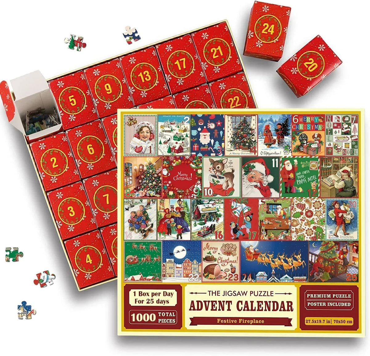 Festive Fireplace Jigsaw Puzzle Christmas Countdown Calendar - Christmas Gift