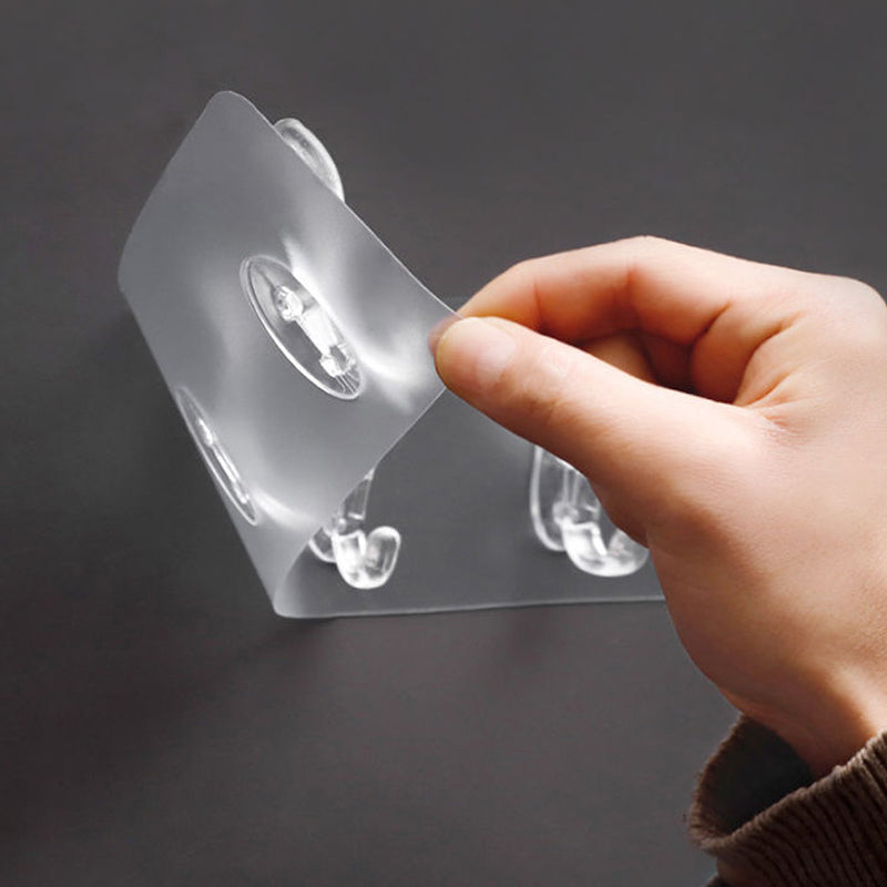 6 Hooks Multifunctional Self-Adhesive Hooks No Drilling Wall Transparent Hook