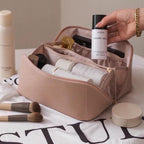 Large Travel Cosmetic Bag with Double-Layer Design
