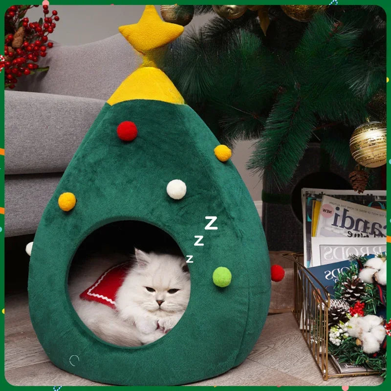 Christmas Tree Cat Bed – Cozy Heated Cat Tent for the Holidays